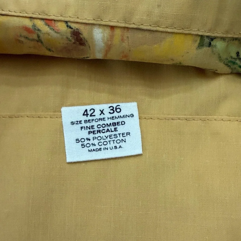 Vintage Hand painted Golden Yellow Floral Pillowcase Percale Standard Size